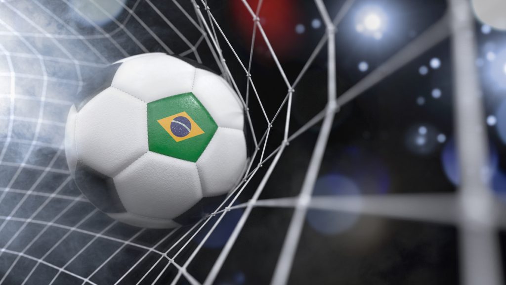 Campeonato Brasileiro: Bola na rede com bandeira do Brasil